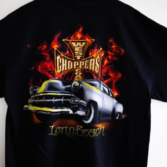 Vintage West Coast Choppers Long Beach Black Print Tee Made in USA - Picture 3 of 5